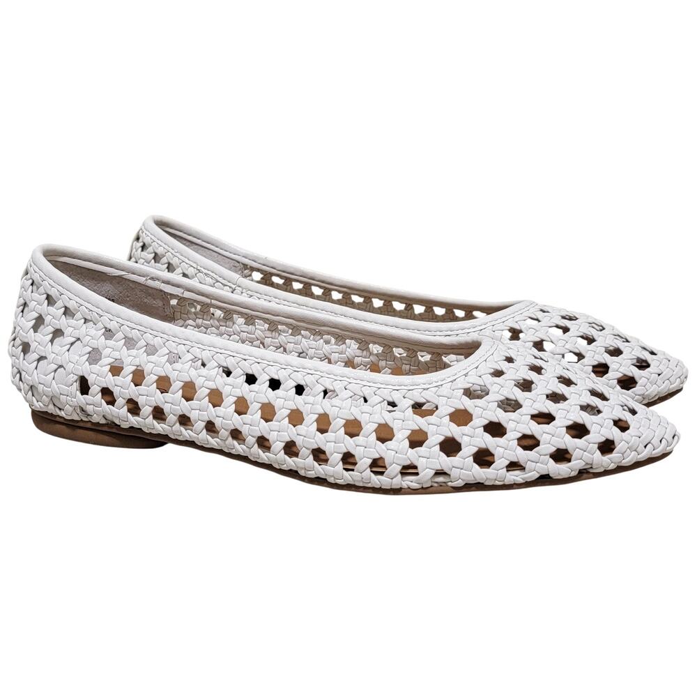Style & Co Women Tesss Slip On Woven Ballet Flats Size US 10M White Linen